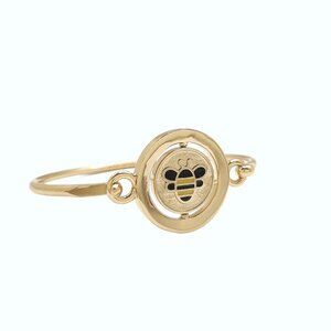 Carolee Black and Yellow Bee Gold Tone Double Sided Charm Bangle Bracelet